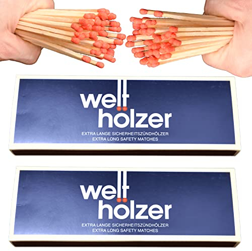 jameitop® 2 Pack XXL Welthölzer 20 cm Streichholzschachteln 2 x 45er Packungen Retro/Vintage Streichhölzer Zündhölzer