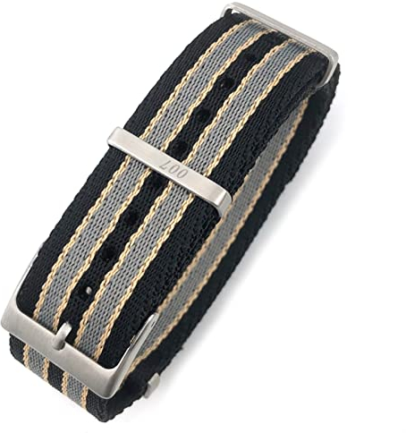 CZKE 20 mm 21 mm Nylon Nato WatchBand Special For Omega Watch Seamaster 007 Commander James Bond Soft Canvas Fabric Strap (Farbe: 007 black yellow, Größe: 21mm)