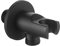 Inbagno Presa Acqua Doccia in Ottone con Supporto per doccino, attacchi universali G ½”, Completa di rosone (con Supporto, Nero Opaco Tonda)