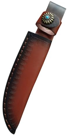 DONGKER Messerscheide Leder, Gerade Messertasche, Retro Messerhalter mit Gürtelschlaufe, passend für Klingen bis zu 5,1 Zoll, Braun