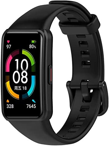 FTRONGRT Correa para Huawei Band 6 Pro, Flexible Silicona Reloj de Recambio Ajustable Brazalete Smart Watch Correa.-Negro