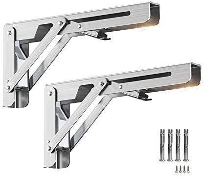 2 Stück Klappkonsole Schwerlast, Edelstahl Klappträger Regalträger Platzsparende DIY Halterung, Tragkraft 150kg (251mm/10in)