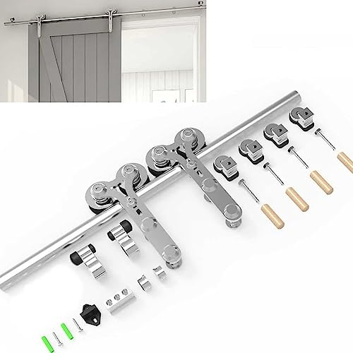 ETIASQSA 183CM/6FT Schiebetür Schiene Schiebetürbeschlag Edelstahl Schiebetürsystem Komplettset für 1 Holztür(Y Form)