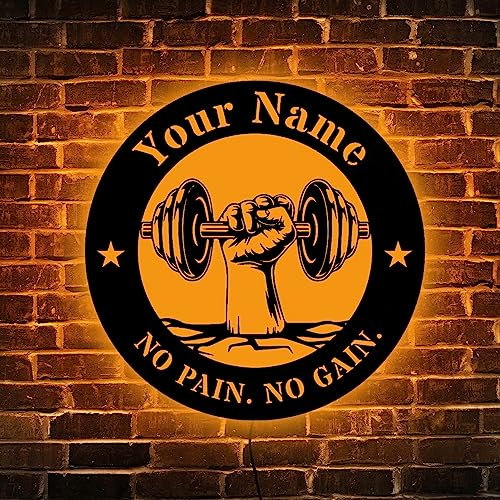 Letrero de neón con mancuernas de metal personalizado, color negro, personalizado para el hogar, gimnasio, decoración de pared, letrero artístico de pared