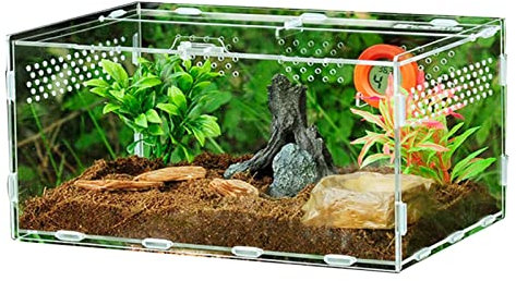 Boîte d'alimentation d'Insectes, Transparent Terrarium pour Insectes, Boîte élevage Reptiles en Acrylique, Anti-évasion Contenant Terrarium pour Lézard Araignée Grenouille Scarabée Gecko Tortue