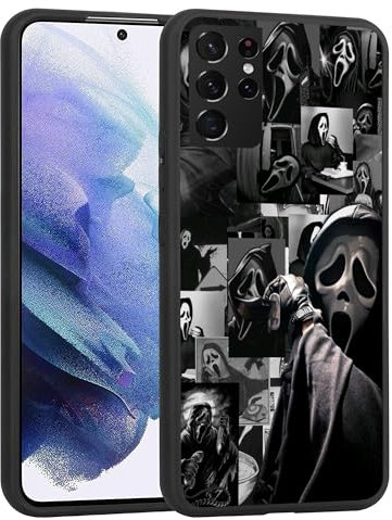 Kompatibel mit Samsung S20 FE Hülle – Horror Scream Death Skull Black Collage Slim Soft TPU Stoßfest Schutzhülle für Frauen Mädchen