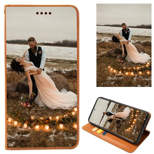 ZYLLER Personalisierte Hülle für Samsung Galaxy S23,Flip Leder Hülle Kartenfach Standfunktion Case,mit Eigenem Foto Bild Text Personalisiert Case,für Galaxy S23 Handyhülle