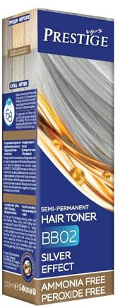 Vips Prestige | Tinte Pelo Semi Permanente y Toner Baño de Color Plata 02 | tinte sin Amoniaco y Peróxido | Con Aceite de Oliva, de Macadamia y Aceite de Ricino | Matizador cabello rubio