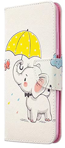 Hülle Case Kompatible für Xiaomi Redmi Note 13 Leder Tasche Handyhülle Flip Cover Schutzhülle Lederhülle Skin Ständer Schale Handytasche Bumper Magnetverschluss Klappbar Ledertasche Elefant
