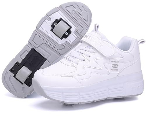 WOWEI Schuhe mit Rollen für Jungen Mädchen Skateboardschuhe Sportschuhe Rollschuhe Kinder Erwachsene 2-in-1-Multifunktionsrollschuhe Sneakers Mit Rollen Outdoorschuhe (BZX-T13, 34EU)