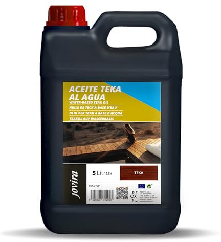 JOVIRA PINTURAS.Aceite Teka al Agua, Protección y restauración de la madera Teca en intemperie. (5 Litros, Teka) E-27B