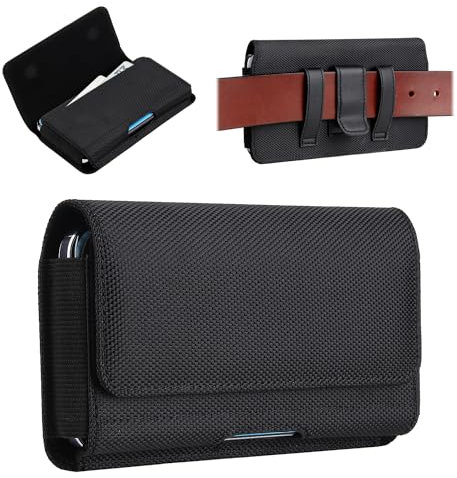 Rugged Nylon Mobile Phone Holster Belt Clip Loop Case for iPhone 16 Plus 15 14 13 Pro Max Samsung Galaxy S25 S24 Ultra A16 A15 A04s A25 A35 A36 A55 M23 M33 M13 Google Pixel 8 Pro (XL)