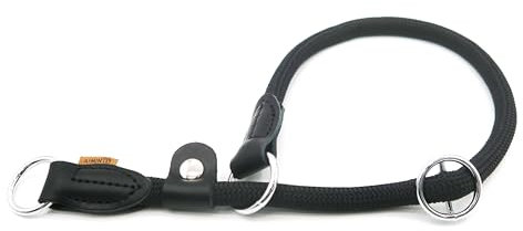 Aiminto Braided Round Martingale Dog Collar, Training Collar with Slidable Stop Ring and Adjustable Stopper - Ideal for Extra Large Dogs (XL(1/2) - 24 Long, Black)