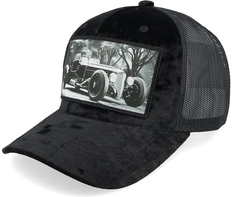 Hatstore Luxury Hot Rod Velvet Black A-Frame Trucker Cap - Grösse: One Size - (55-60 cm)