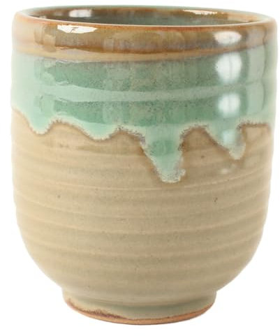 Mino ware Teetasse aus japanischer Keramik, 340 ml, hergestellt in Japan (Import aus Japan), Moosgrün MMY005