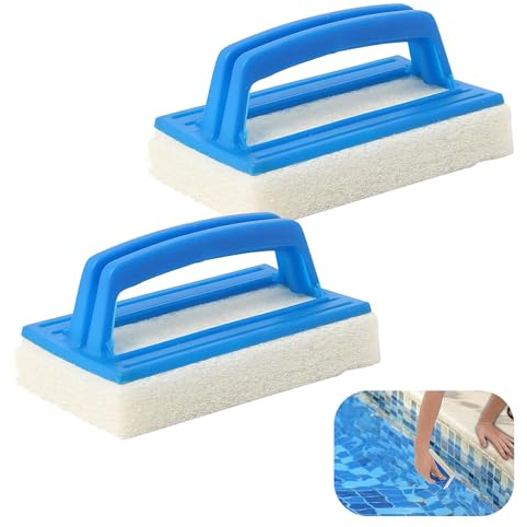 Vueinrg 2 Pezzi Spazzola Spugna Piscina Spugna Pulizia Piscina con Manico Spazzola per Pareti di Piscina Spa Piscina Strumenti di Pulizia per Pulisce Pavimenti Bagno Vasca Idromassaggio