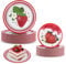 LLHQAMT Assiettes de fête à motif fraise, assiettes à motifs fraises, 22,9 cm et 17,8 cm, les assiettes d'anniversaire à la fraise sont adaptées pour les fêtes, les anniversaires de bébé (32