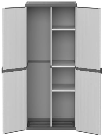 Bonussi Armadio Portascope da Esterno 68x40x165 cm 2 Ante 4 Ripiani in Resina Grigio