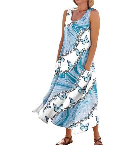 Robe Ete Femme Robe De Soirée Bohème L'été Casual Habillée Robes Plus Size Loose Casual Robe Mi-Longue Summer Dresses 2024 Cupshe Robe Robe Rose Poudré Femme Robe Femme Sky Blue 3XL