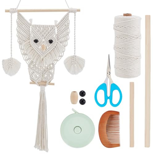 BEUNITONE DIY Makramee Eulen Set Für Anfänger Makramee Wandbehang Set Mit Anleitung Eulen Makramee Set Boho Handgefertigt Gewebtes Makramee Wandbehang Dekor Trendiges DIY Set Makramee Aufhänger