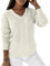 Générique Pull Cachemire Femme Col Roulé Tendance - Chandail Grosse Maille Hiver Tricoté Printemps Automne - Pull Moche Noël Maille Torsadée Style 2024 - Blanc XL