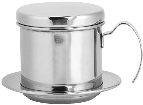 Jwthee Percolador de café portátil, filtro de goteo de café vietnamita, mini cafetera, taza de café de acero inoxidable, portátil para cocina casera (Plata)