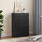 YITAHOME Kommode aus Holz, Kommode Schlafzimmer, zeitgenössischer Hochglanz, 4 Schubladen, Schlafzimmermöbel, Schlafzimmeraufbewahrungseinheit, Schiebeschubladen, 92 x 33 x 60 cm (Schwarz)