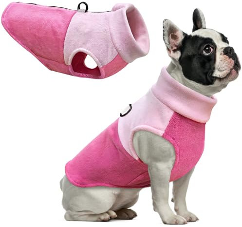 Idepet Hunde-Fleece-Weste, Pullover, mit Reißverschluss, warmer Pullover, Hundejacke mit D-Ring-Leine, Wintermantel, kaltes Wetter, Haustierpullover, Kapuzenpullover für kleine, mittelgroße Hunde,