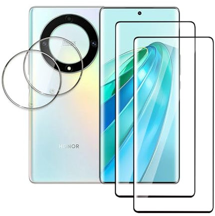 QZJinch 2+2 Piezas,Protector Pantalla para Honor Magic 5 Lite,3D Cobertura Completa,Ultra Transparente,Antiarañazos, Antihuellas,Sin Burbujas, Dureza 9H