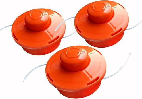 Nemaxx® Fadenkopf für Motorsense [FADENKOPF M10 Gewinde] – Fadenspule Rasentrimmer Mähkopf – Trimmer Kopf Spule für Motorsense – Freischneider Spule Rasentrimmerkopf – Mähfadenkopf – Orange (3 Stück)