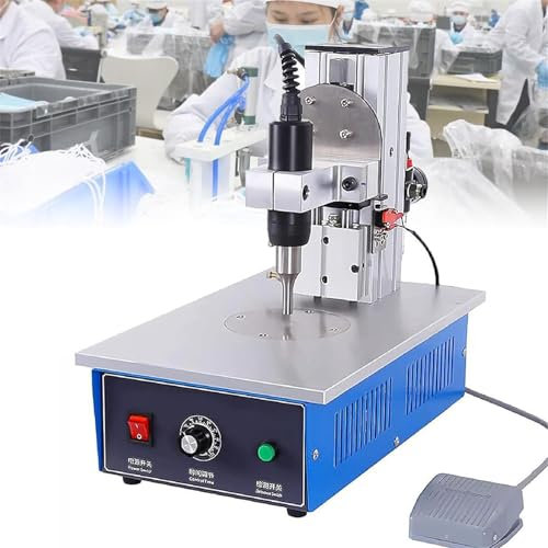 HEAXIY Máquina de Soldadura de Plástico con Pedal Electrónico, Soldadora por Puntos Ultrasónica, Máquina de Soldadura de Plástico para Telas No Tejidas, Telas de Nailon