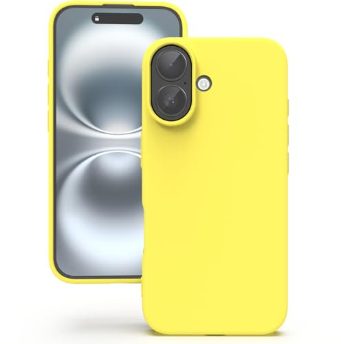 YATWIN Silicone Case for iPhone 16 Plus, Soft-Touch, Shockproof, DustProof, Antiskid Full Body Armour Phone Cover for Apple iPhone 16 Plus - Yellow