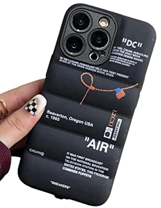 IAIYOXI Puffer Case with Sports Shoes Brand Design for iPhone 16 Plus,Sneakers Ins White or Black Label Soft Cover-Blue Puffy Cover for iPhone 16 15 14 13 12 11 Pro Max Plus X XS XR 7 8 (Black)