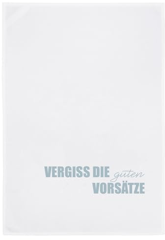 17;30 HOME Geschirrtuch, Humorvolles Design, 100% Baumwolle, VERGISS DIE Guten VORSÄTZE Spruch, umweltfreundlich, weiß, 50x70 cm