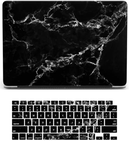 Hard Case Compatible with Old Version MacBook Pro 13 inch Case 2012 2011 2010 2009 2008 Release Model A1278 with CD-ROM, Plastic Hard Shell Case Cover & Keyboard Cover Skin, Black marble