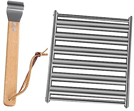 MOLUCKFU Edelstahl Grillwurstrolle Abnehmbar, mit Holzgriff