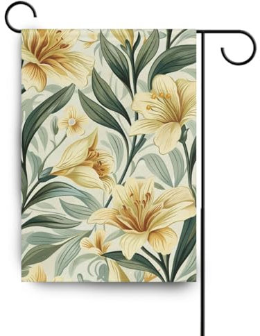 Vintage-Lilien-Flaggen, saisonale Hausflaggen für den Außenbereich, Terrassendekoration, 71 x 101 cm, doppelseitig