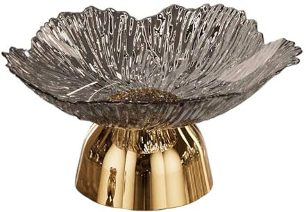 perfk Pedestal Fruit Serving Bowl Footed Fruit Basket Decor Tray Snack Holder for Wedding Living Room Home Kitchen Countertop Party, Gray