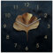Wanduhr Metall 20x20cm Schwarz Gold Wanddeko Gingko Blatt Edel Design Metalluhr Moderne Deko Wandkunst