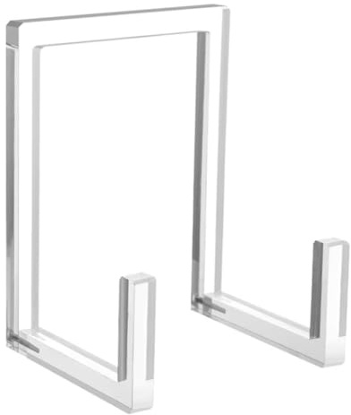Koolenry Plate Stand for Display, Clear Acrylic Square Holder Stand Tabletop Picture Frame Stand Easel for Book, 1Pack