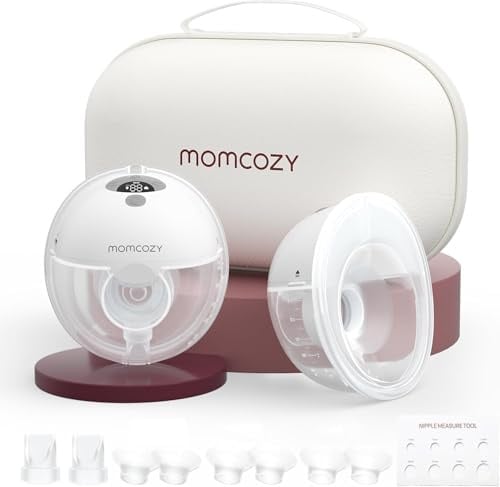 Momcozy M5 Milchpumpe Elektrisch, Tragbar Freihändig Doppelmilchpumpe Für Den Babymund, Doppelt Abgedichteter Flansch Mit 3 Modi und 9 Stufen, 24 mm (2, Grau)