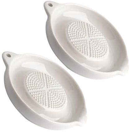 Keramik Food Mill 2 Stück Weiß, Kürbisform für Babybrei | Geringe Wasseraufnahme, Leichtes Design, zum Mahlen von Knoblauch und Ingwer