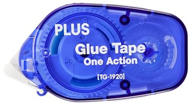 PLUS Kleberoller ONE ACTION TG-1920, einfache und saubere Anwendung, nachfüllbar, säurefrei, 8 m x 8.4 mm, 1 Stück, blau