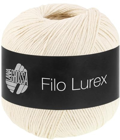 LANA GROSSA Filo Lurex | Edles, fest verzwirntes Baumwollgarn mit dezentem Lurexschimmer | Handstrickgarn aus 94% Baumwolle und 6% Polyester | 50g Wolle, Stricken & Häkeln | 145m FB 2