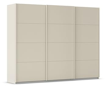 Rauch Möbel KULMBACH, Schwebetürenschrank, Farbe Beige, Breite 271 cm | Kleiderschrank mit Schwebetüren, Schiebetüren, 3-türig, Zubehör Classic, für Schlafzimmer, Jugendzimmer, Garderobe, Flur