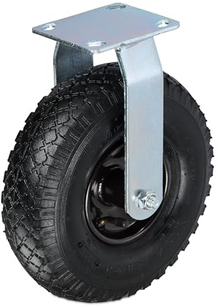 Relaxdays Bockrolle, 3.00-4, Traglast 120 kg, Gummi, Stahlplatte, luftbereift, Schwerlastrad, Gummirolle, Farbwahl | luftbereift, Schwerlastrad, Gummirolle