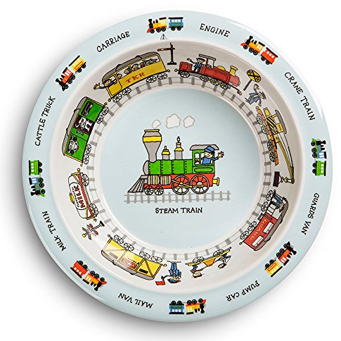 Tyrrell Katz Kids Trains Printed Bowl in Melamine - Dishwasher Safe Children's Dish Outdoor Dining Tableware Everyday Plate - 16.5 cm
