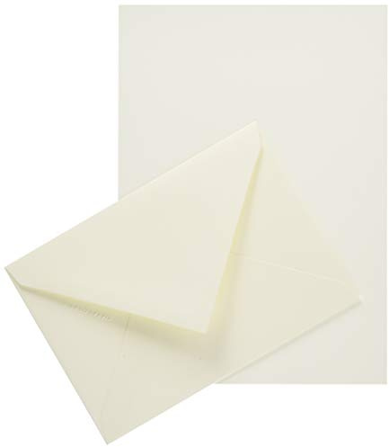Lalo 61000L -Velin Pur Coton A correspondence set including 10 A5 125g sheets and 5 gummed envelopes C6 11.4x16.2 cm, Vellum pure cotton, Cream Straight