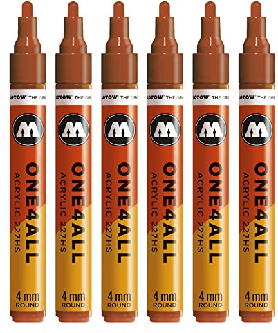 Molotow One4All 227HS Acryl Marker (4,0 mm Strichstärke, hochdeckend und permanent, UV-beständig, für fast alle Untergründe) 6 Stück Farbe 010 hummer