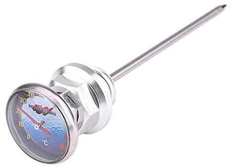Keenso Motorrad-Ölmessstab Aluminiumlegierung Ölstandsanzeige Ölmessstab Temperatur mit Thermometer für Motorrad Auto- Und Motorradteile